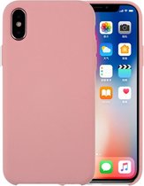 Voor iPhone X / XS Pure Color Liquid Silicone + PC Dropproof Protective Back Cover Case (Lichtroze)