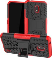 Voor Nokia 2.2 Tire Texture TPU + PC Shockproof Case met houder (rood)