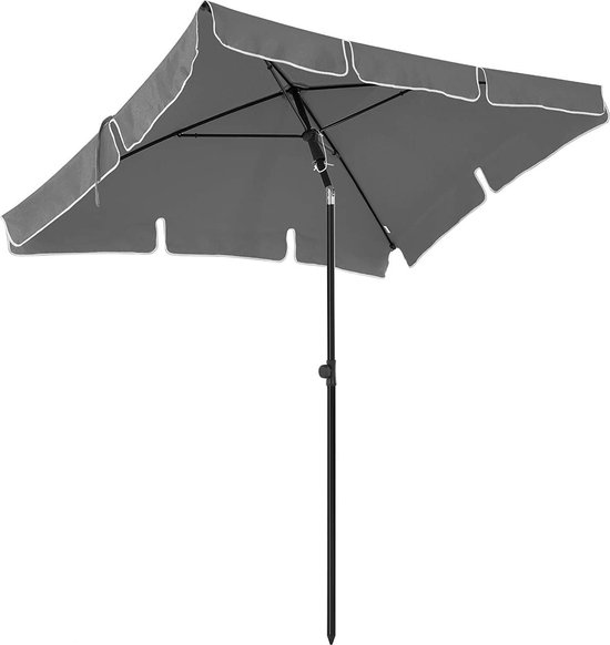 O’DADDY® Parasol - Rechthoekig 200 x 125 cm - Balkon parasol met Kantelmechanisme - parasol balkon rechthoekig - Grijs