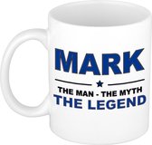 Naam cadeau Mark - The man, The myth the legend koffie mok / beker 300 ml - naam/namen mokken - Cadeau voor o.a verjaardag/ vaderdag/ pensioen/ geslaagd/ bedankt