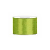2x Hobby/decoratie groen satijnen sierlinten 5 cm/50 mm x 25 meter - Cadeaulint satijnlint/ribbon - Groene linten - Hobbymateriaal benodigdheden - Verpakkingsmaterialen