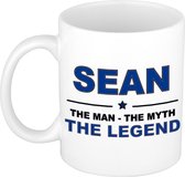 Naam cadeau Sean - The man, The myth the legend koffie mok / beker 300 ml - naam/namen mokken - Cadeau voor o.a verjaardag/ vaderdag/ pensioen/ geslaagd/ bedankt