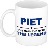 Naam cadeau Piet - The man, The myth the legend koffie mok / beker 300 ml - naam/namen mokken - Cadeau voor o.a verjaardag/ vaderdag/ pensioen/ geslaagd/ bedankt