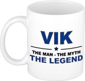 Naam cadeau Vik - The man, The myth the legend koffie mok / beker 300 ml - naam/namen mokken - Cadeau voor o.a verjaardag/ vaderdag/ pensioen/ geslaagd/ bedankt