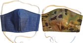 Mondkapje - Stof - Set van 2 stuks - Jeans - Camouflage - Dames en Heren - Niet Medisch - Katoen - Mondmasker