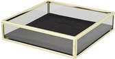 Decoratie tray / dienblad met velvet KENZO - Goud / Zwart - 15 x 15 x 3.7 cm - Maat S