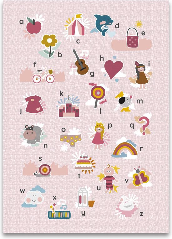 Maan Amsterdam Mijn alfabet poster - Roze - 50 x 70 cm