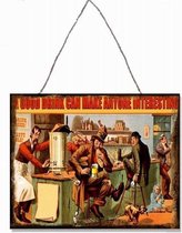 Blikken retro "A Good drink" wandbord, 25 x 33 cm.