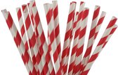 Papieren rietjes rood gestreept - 50 stuks - duurzaam, 100% composteerbaar