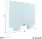 Zelf staande scherm 95x76cm met doorschuifluik - kassascherm - hygienescherm - spatscherm - preventiescherm - vlamdovend - kuchscherm