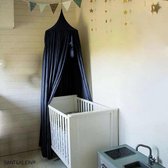 Klamboe Kinderkamer - 100% Katoen - Hemeltje Babykamer - Bedhemel Ledikant - Speeltent - Kraamcadeau - Babyshower - Baby - Donkerblauw