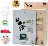 MITOMO Green Tea Gezichtsmasker - Face Mask Beauty - Valentijn Cadeautje voor Haar - Masker Gezichtsverzorging - Skincare Rituals - Huidverzorging Vrouwen - 10 Stuks