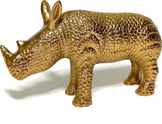 Monnik elkaar Recensent Luxe gouden neushoorn - 17 x 12 cm - decoratie - wonen - interieur - dieren  - accessoires | bol.com