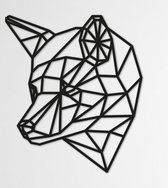 LINE ART, WOLF - Wolvenkop zwart - Wanddecoratie - Hout - XL 80 cm