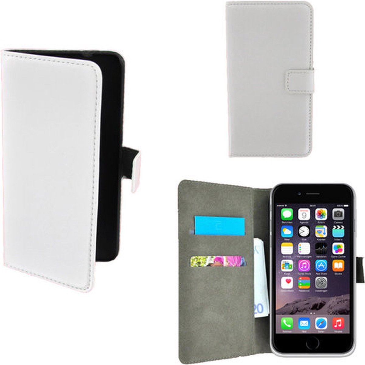 Geschikt voor Apple iPhone 7 Smartphone Hoesje Wallet Bookstyle Case P Wit