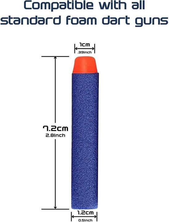 Fléchettes En Mousse 30 Pièces - 7.2cm - Recharge Pour N-Strike Mega Elite Blasters - Compatible Nerf