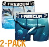 Freegun microvezel | MAAT S | 2-pack heren boxershorts | Oceaan walvis