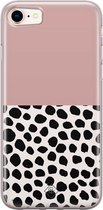 iPhone 8/7 hoesje siliconen - Stippen roze | Apple iPhone 8 case | TPU backcover transparant