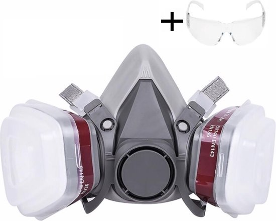 5 in 1 Halfgelaatsmasker + veiligheidsbril - Met Fliter | bol.com