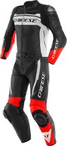 Dainese Mistel Black Matt White Lava Red Leather 2 Piece Motorcycle Suit 46