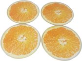 Luxe onderzetter FRUIT Sinaasappel - Multicolor - Glas - Ø 9 cm - Set van 4 - Rond