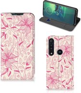 Motorola G8 Plus Smart Cover Pink Flowers