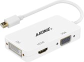 A-Konic Mini DisplayPort Naar HDMI/VGA/DVI Adapter - Wit