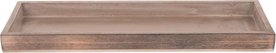 Rechthoekig houten kaarsenplateau/kaarsenbord greywash 42 x 14 cm - Onderbord/kaarsenplateau/onderzet bord voor kaarsen