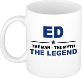 Naam cadeau Ed - The man, The myth the legend koffie mok / beker 300 ml - naam/namen mokken - Cadeau voor o.a  verjaardag/ vaderdag/ pensioen/ geslaagd/ bedankt