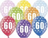 12x stuks Ballonnen 60 jaar thema met sterretjes - Verjaardag feestartikelen/versiering