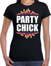 Party chick fun tekst t-shirt zwart dames XS