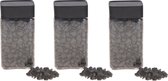 3x Decoratie/hobby stenen antraciet 600 gram - Home deco woonaccessoires - Knutsel materialen