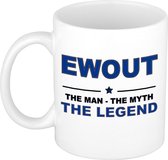Naam cadeau Ewout - The man, The myth the legend koffie mok / beker 300 ml - naam/namen mokken - Cadeau voor o.a verjaardag/ vaderdag/ pensioen/ geslaagd/ bedankt