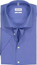 Seidensticker slim fit overhemd - korte mouw - lichtblauw fil a fil - Strijkvrij - Boordmaat: 38