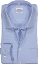 Seidensticker regular fit overhemd - lichtblauw met wit geruit - Strijkvrij - Boordmaat: 41