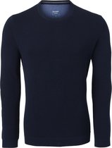 OLYMP modern fit trui katoen - O-hals - donkerblauw structuur -  Maat: 3XL