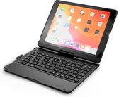 iPad 10.2 inch 2019 / 2020 / 2021 case - Bluetooth Toetsenbord hoes - 360 graden draaibaar - Toetsenbord verlichting - Zwart