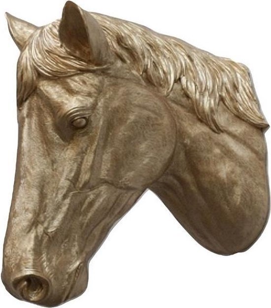 Paardenhoofd Goudkleurig 15x21x31 Villa Pottery decoratie - paard