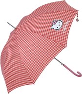 Hello Kitty paraplu lang ruiten rood wit
