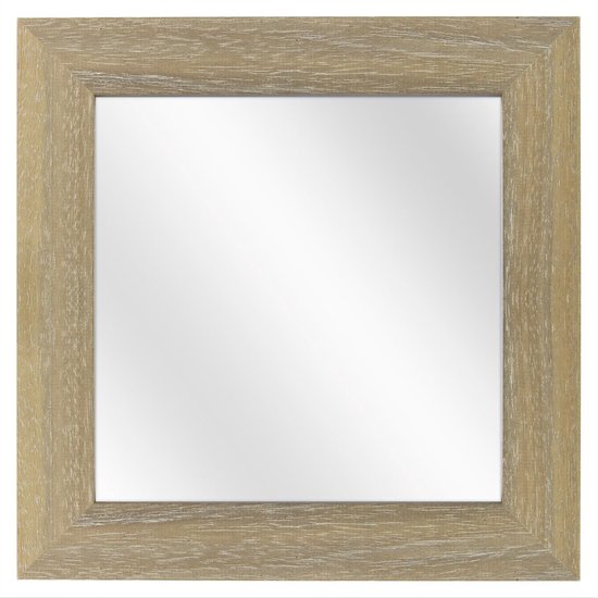 Spiegel met Brede Houten Lijst - Vergrijsd - 40x40 cm