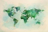 Schilderij - Groene wereldkaart, 2 maten, Premium print