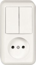 Stopcontact + Serieschakelaar - Opbouw - Polarwit - Contura - Schneider Electric - 399504