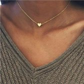 Ketting Hartje - Choker Collier - Goud kleur - 44 cm - 1 stuks