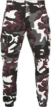 Urban Classics Cargobroek -Taille, 28 inch- Camo 2.0 Zwart/Bordeaux rood