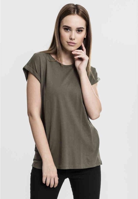Urban Classics - Extended shoulder Dames T-shirt - XS - Groen