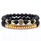 AWEMOZ Natuursteen Armbanden - Kralen Armbandjes - Discobal Goud