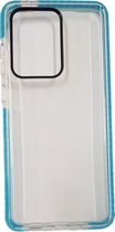 GSM-Basix TPU Back Cover voor Samsung Galaxy S20 Ultra Transparant Blauwe Rand