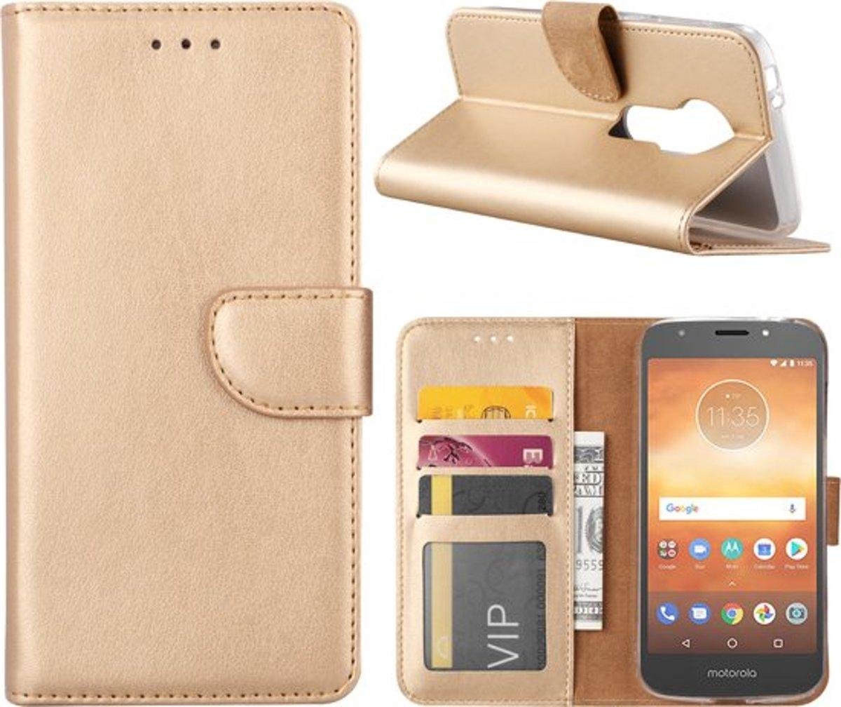 Bookcase Geschikt voor: Motorola Moto E5 Play - Bookcase Goud - portemonnee hoesje