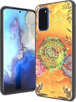 IYUPP Bohemian Festival cover geschikt voor Samsung Galaxy S20 Hoesje Geel x Oranje