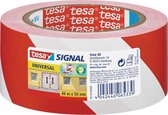 3x Tesa afzettape/markeertape rood/wit 5 cm x 66 mtr - Afzettape/markeertape - Gevarenzone tape - Liftschachten en brandblussers aanduiden met tape